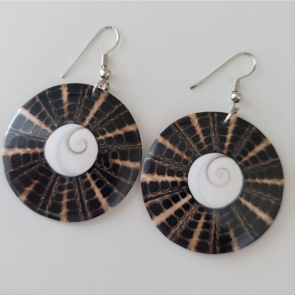 Earrings Geometric Circle Shell Earrings #0338 - Picture 6 of 11